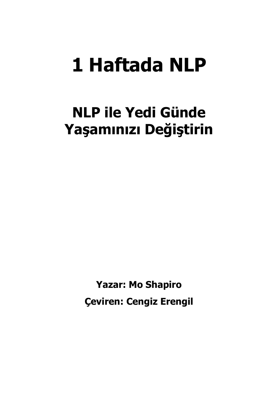 Bir Haftada NLP PDF – Mo Shapiro