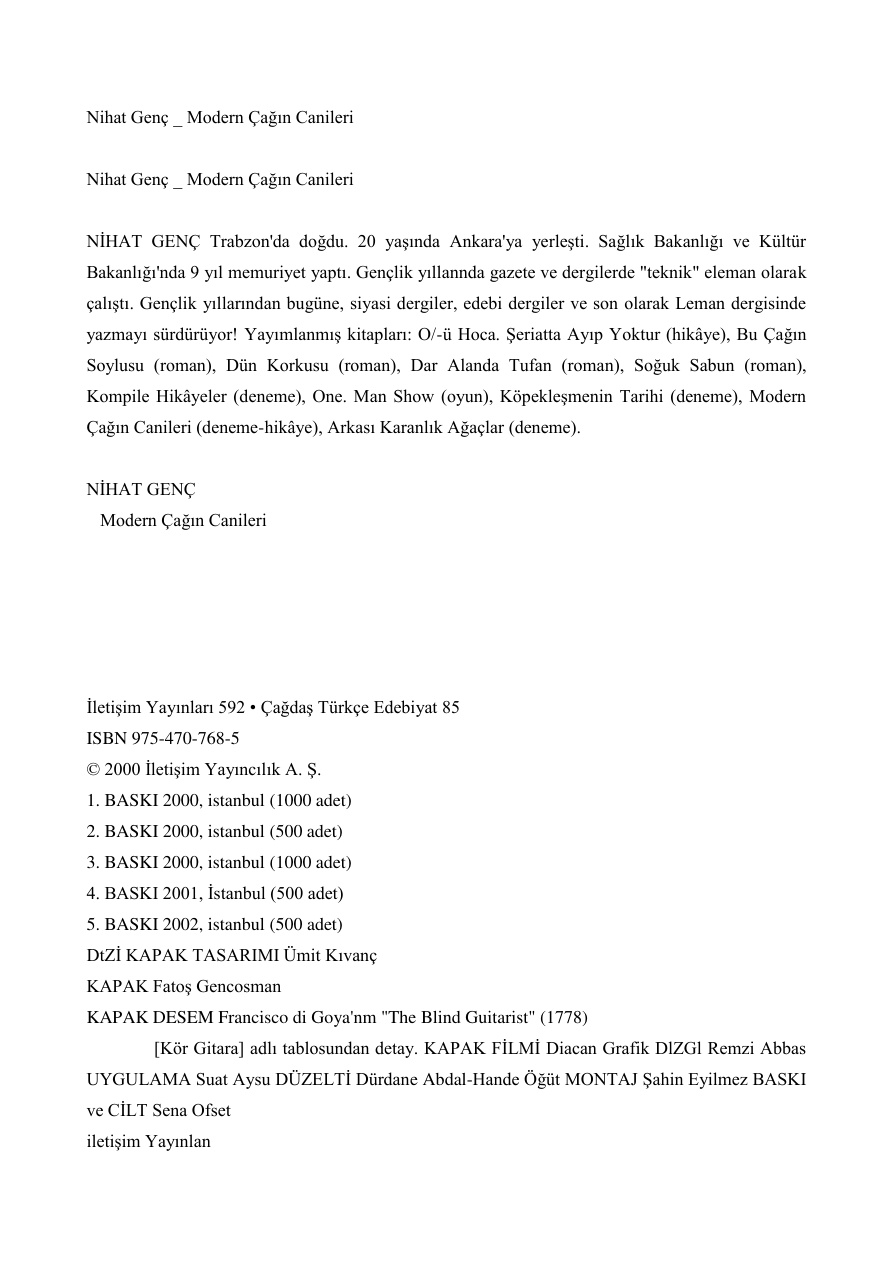 Modern Cagin Canileri PDF – Nihat Genç