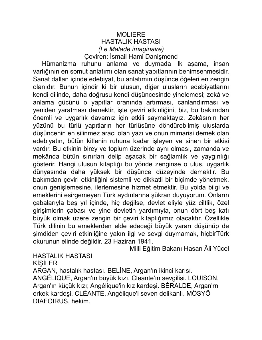 Hastalık Hastası PDF – Moliere