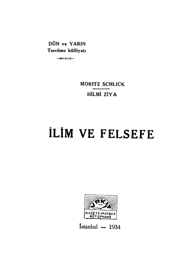 İlim ve Felsefe PDF – Moritz Schlick