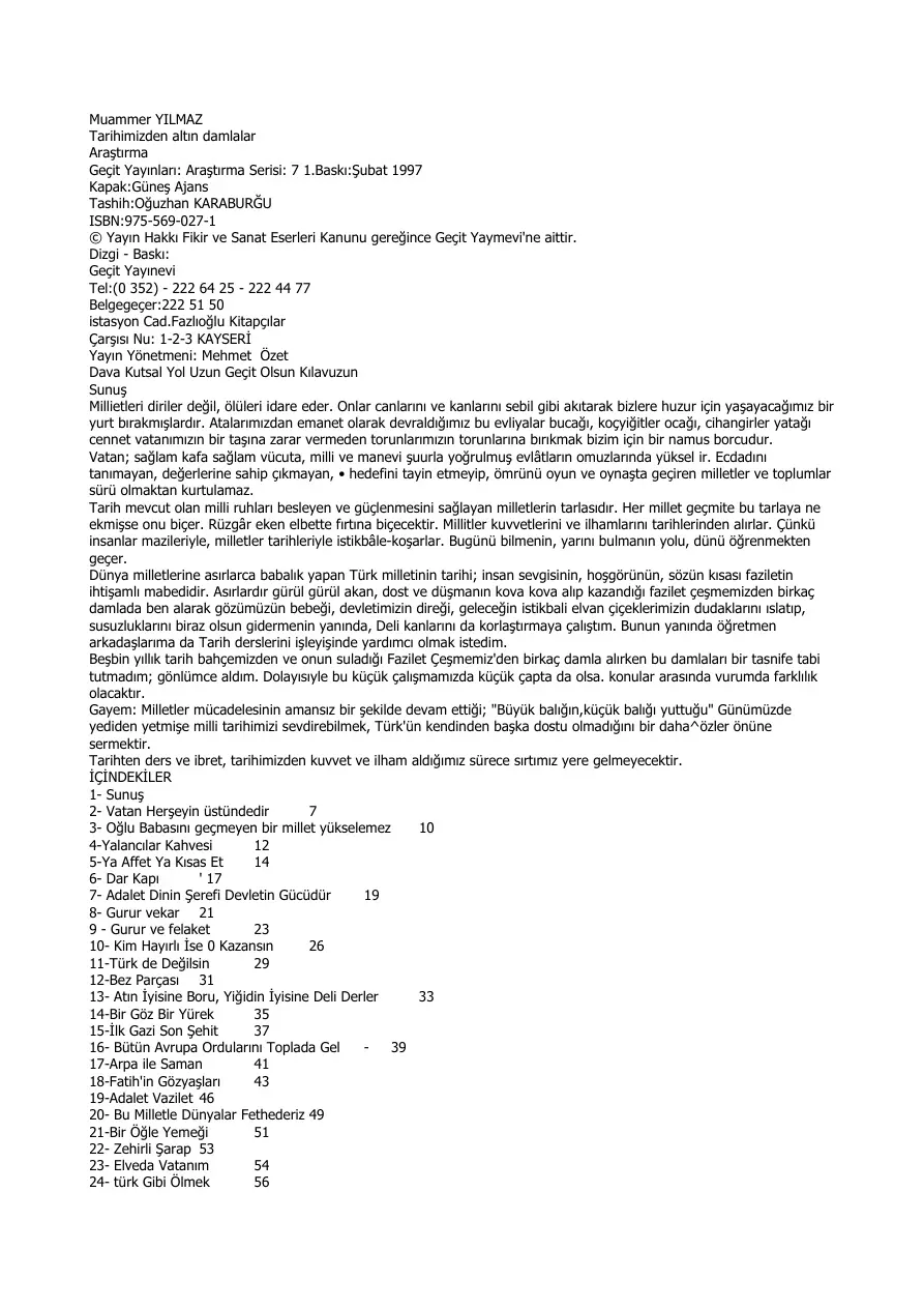 Tarihimizden Altın Damlalar PDF – Muammer Yılmaz