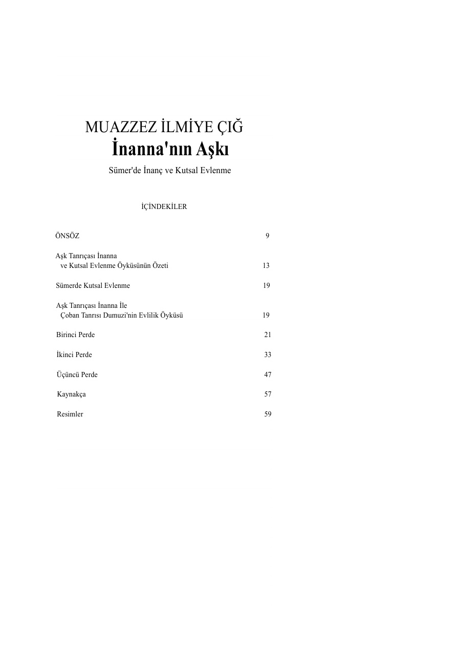 İnanna-nın Aşkı PDF – Muazzez İlmiye Çığ