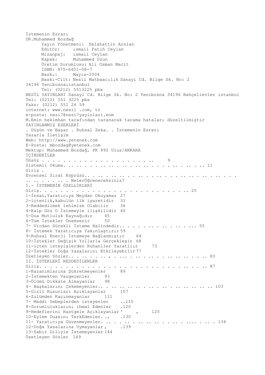 Istemenin Esrarı PDF – Muhammed Bozdağ