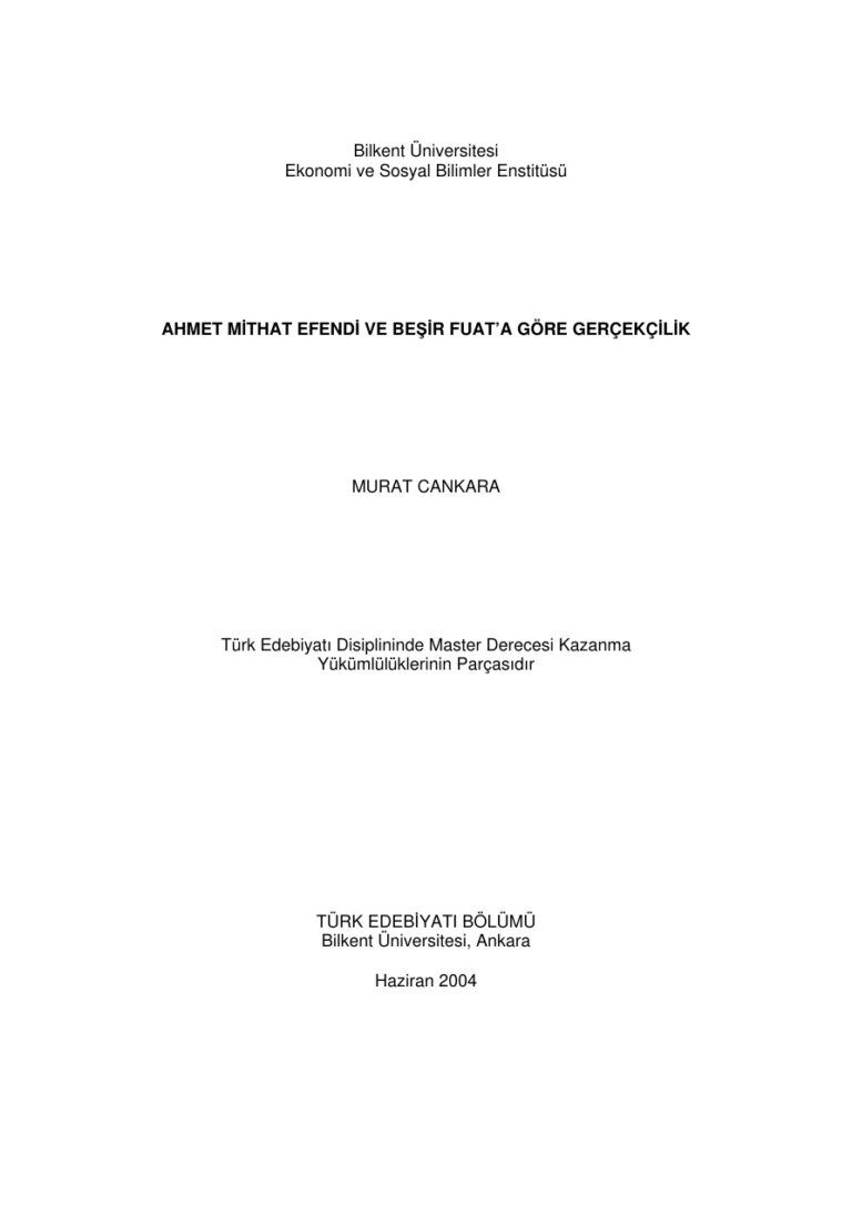 Ahmet Mithat ve Beşir Fuat'a Göre Gerçekçilik PDF - Murat Cankara 1 Murat Cankara Ahmet Mithat ve Beşir Fuat'a Göre Gerçekçilik Kitap Kapağı