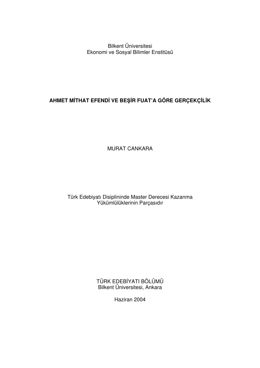 Ahmet Mithat ve Beşir Fuat’a Göre Gerçekçilik PDF – Murat Cankara