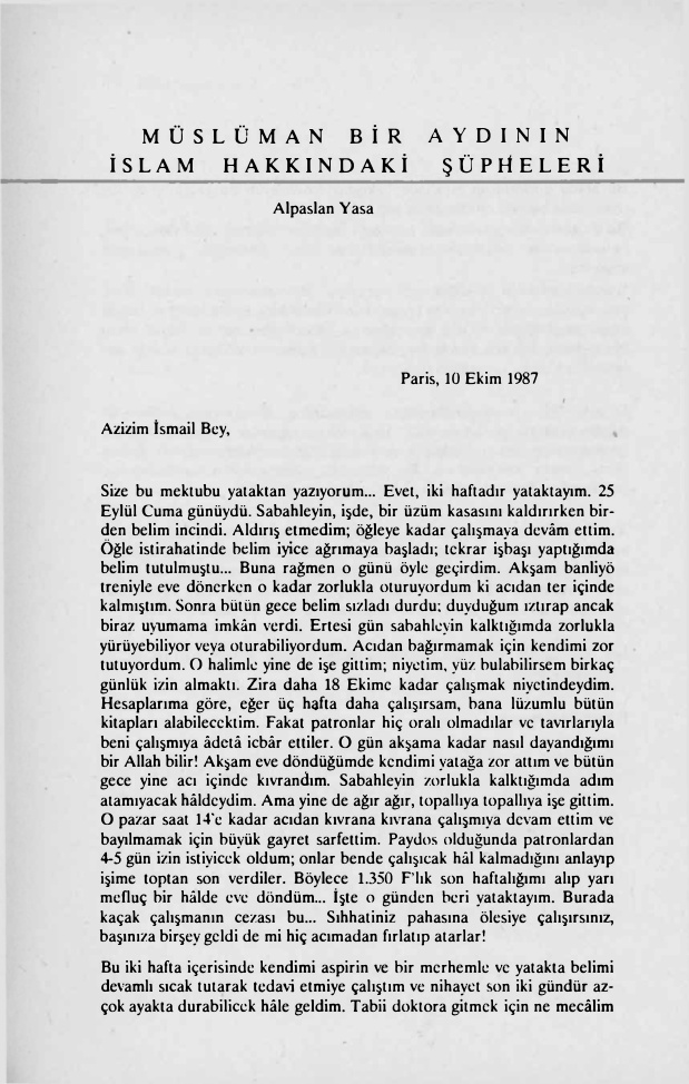 Müslüman Bir Aydının İslam Hakkındaki Şüpheleri PDF – Alpaslan Yasa