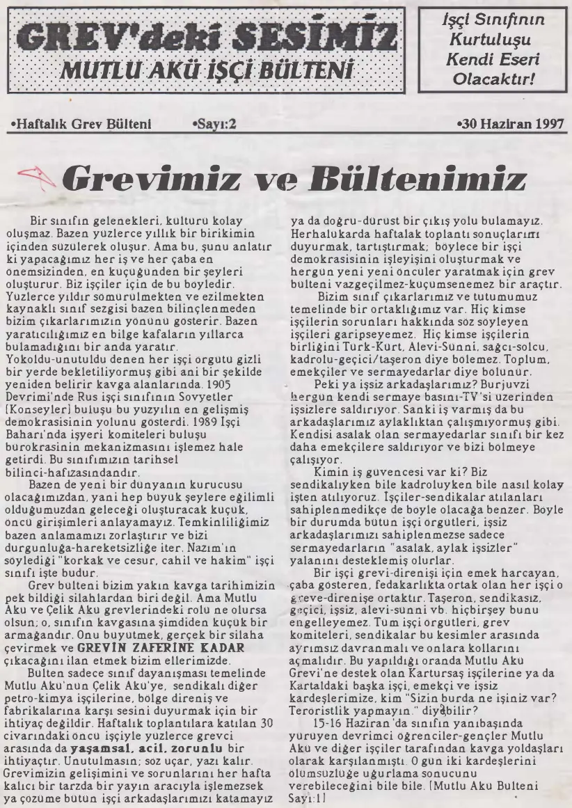 Mutlu Akü İşçi Bülteni Sayı 2 PDF – Kolektif