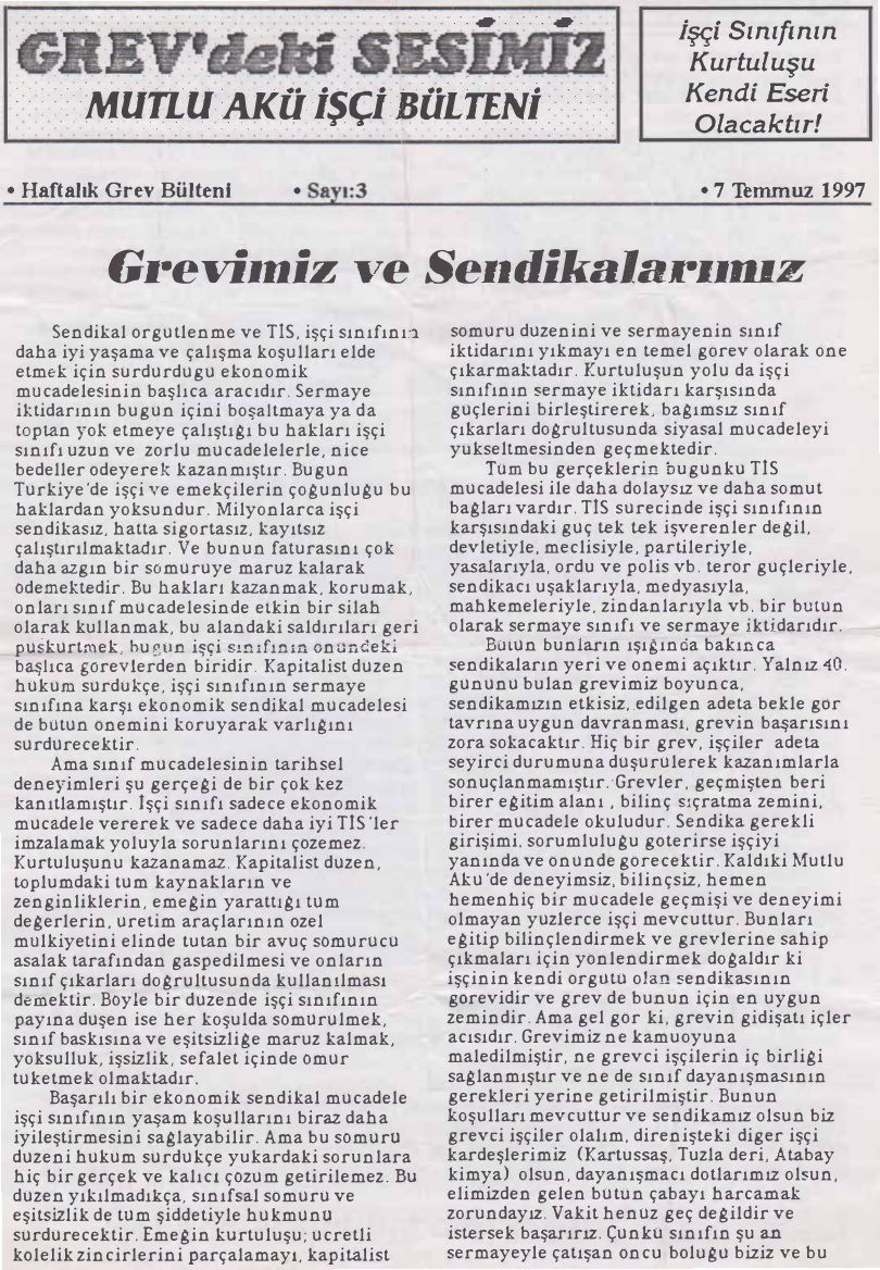 Mutlu Akü İşçi Bülteni Sayı 3 PDF – Kolektif