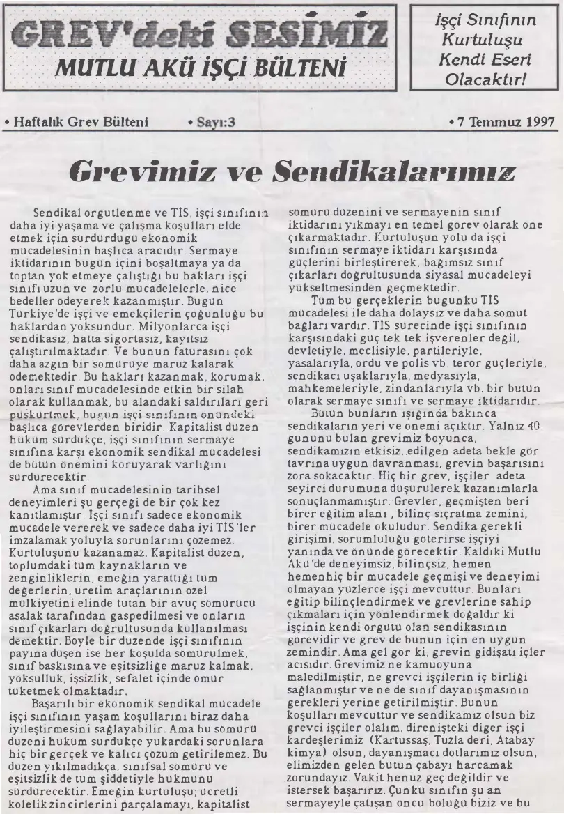 Mutlu Akü İşçi Bülteni Sayı 3 PDF – Kolektif