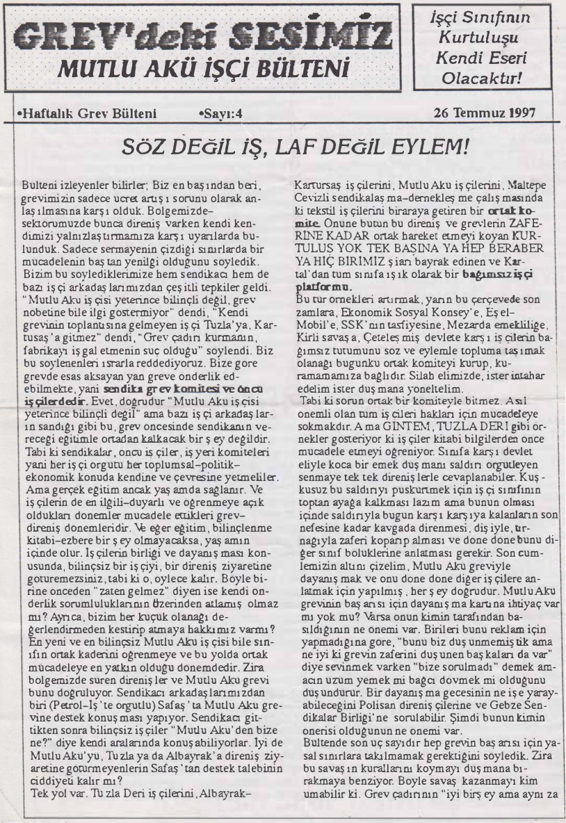 Mutlu Akü İşçi Bülteni Sayı 4 PDF – Kolektif