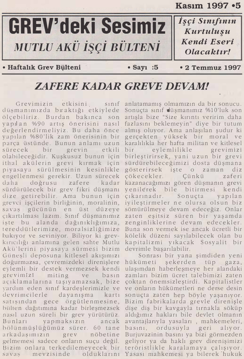 Mutlu Akü İşçi Bülteni Sayı 5 PDF – Kolektif