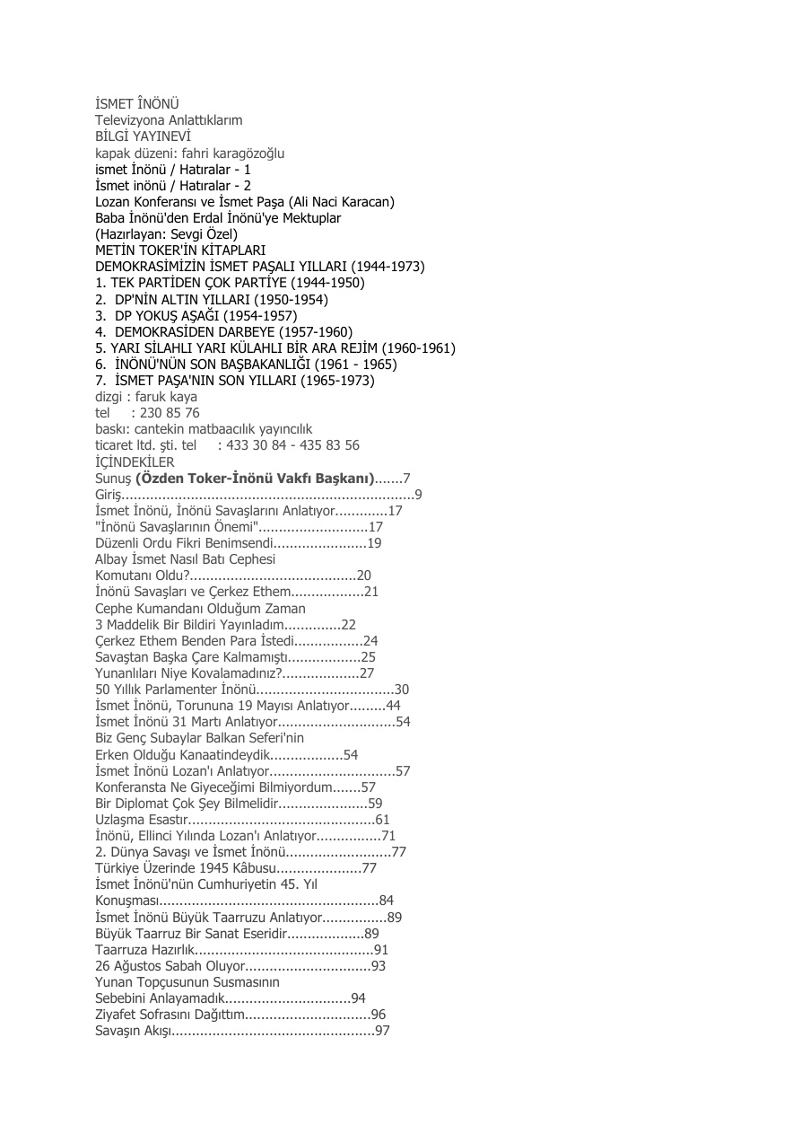 Ismet Inonu PDF – Nazmi Kal