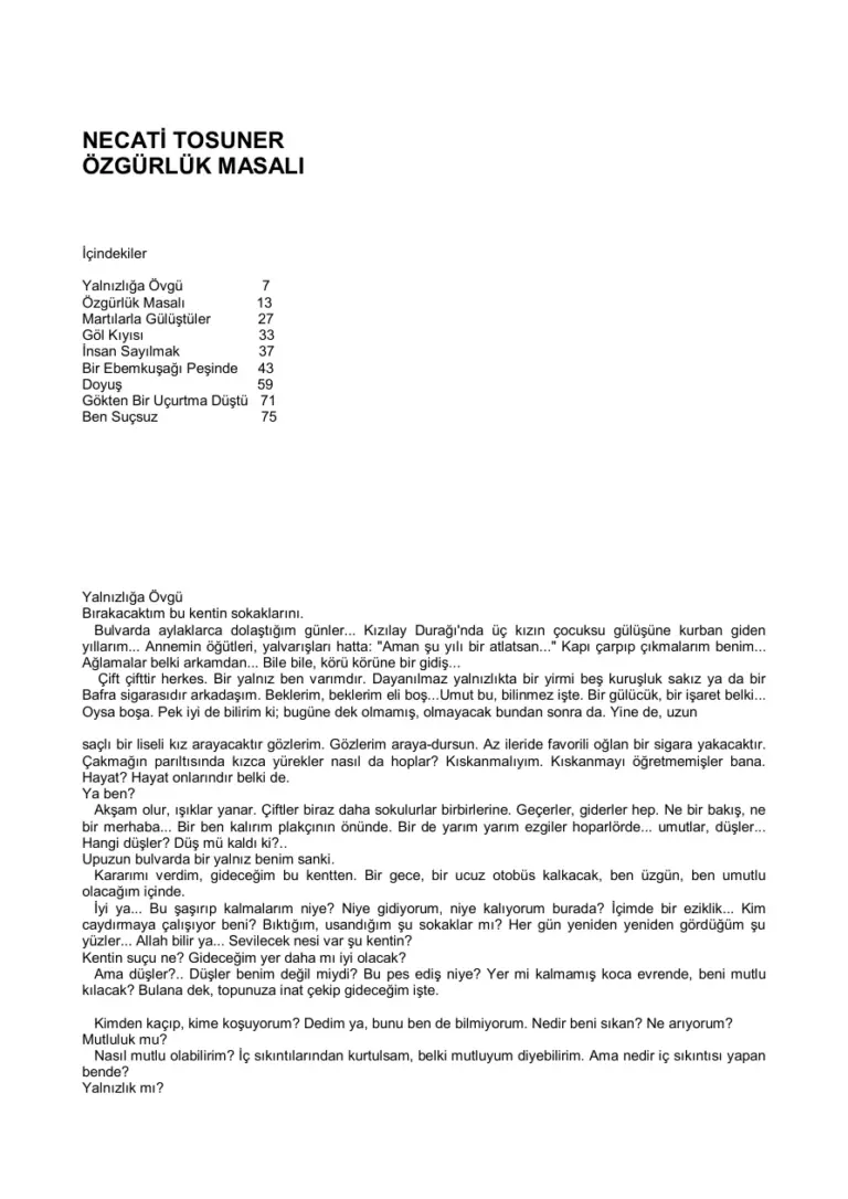 Necati Tosuner Özgürlük Masalı Kitap Kapağı