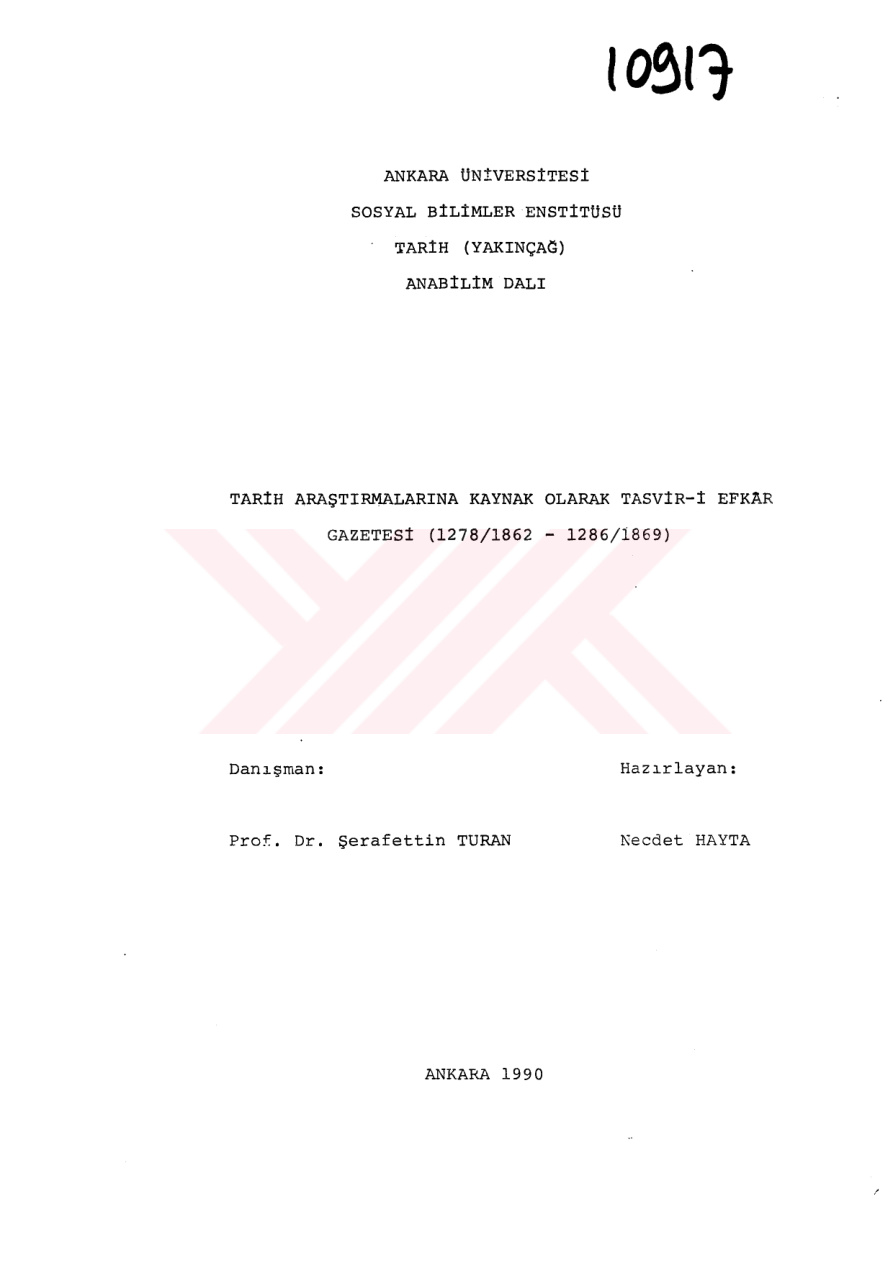 Tasvir-i Evkar Gazetesi 1862 1869 PDF – Necdet Hayta