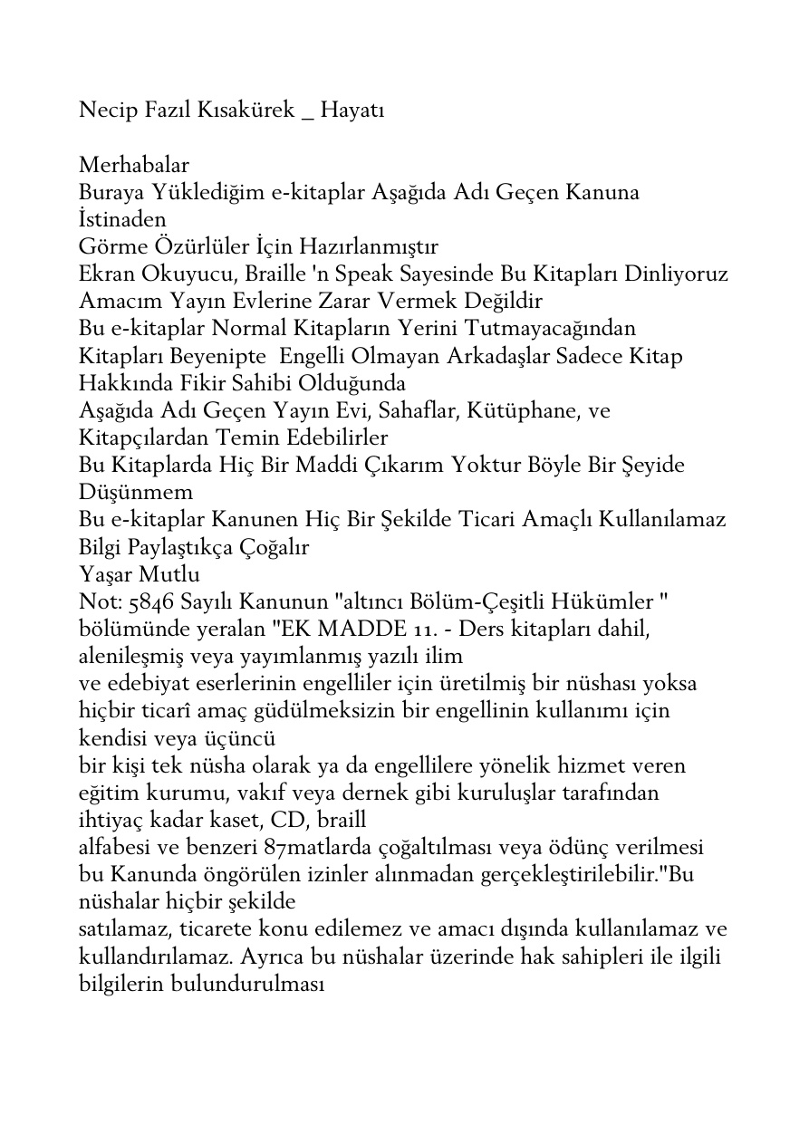 Hayati PDF – Necip Fazıl Kısakürek