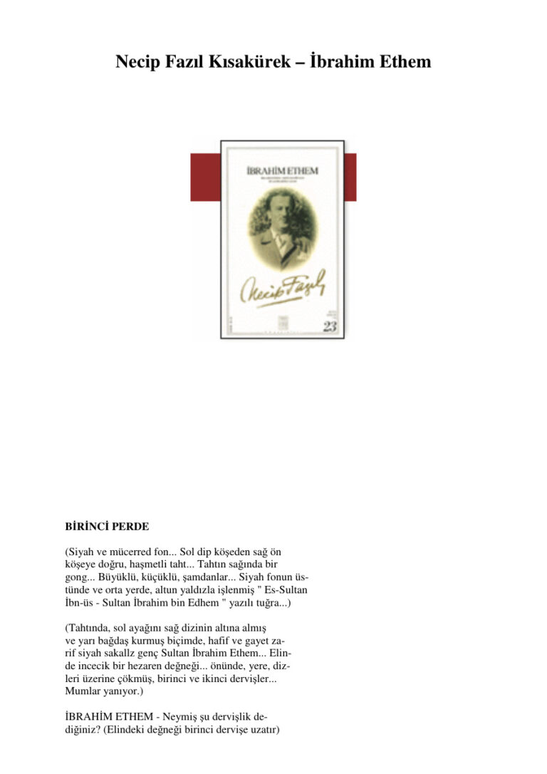Ibrahim Ethem PDF - Necip Fazıl Kısakürek 1 Necip Fazil Kisakurek Ibrahim Ethem Kitap Kapağı