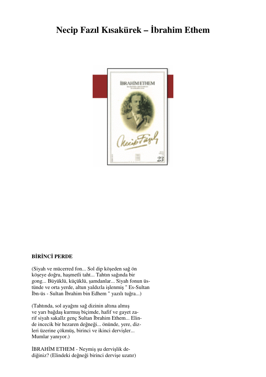 Ibrahim Ethem PDF – Necip Fazıl Kısakürek