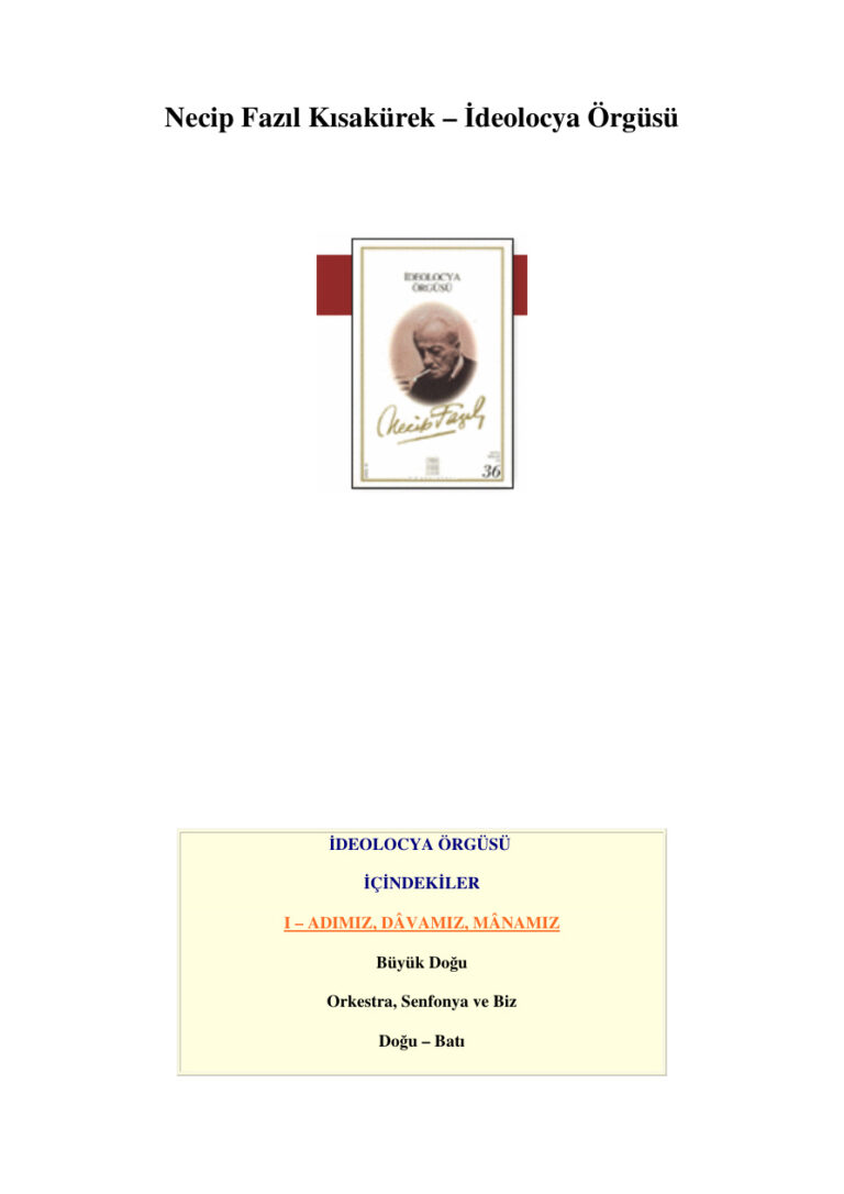 Necip Fazil Kisakurek Ideolocya Orgusu Kitap Kapağı