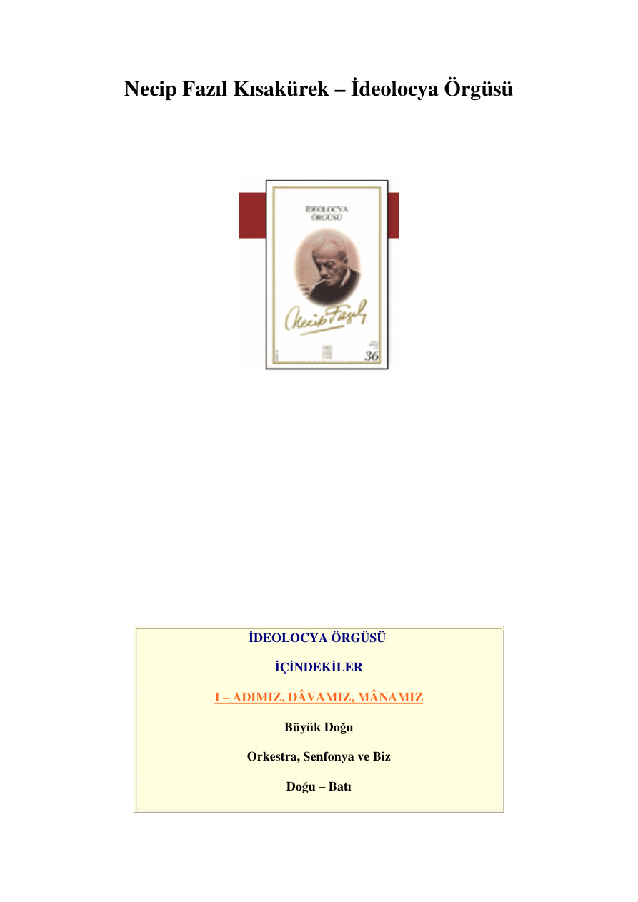 Ideolocya Orgusu PDF – Necip Fazıl Kısakürek
