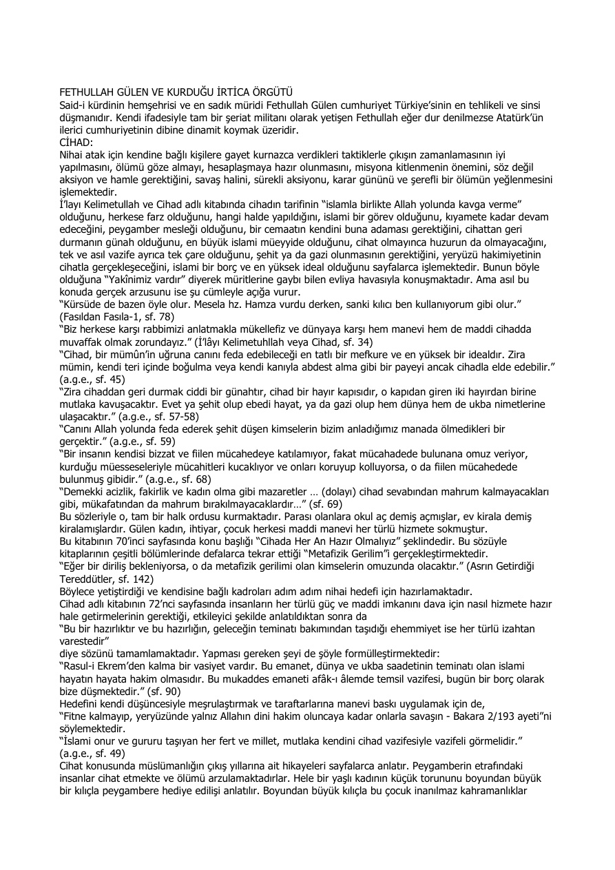 Fethullah Gülen ve Kurduğu İrtica Örgütü PDF – Necip Hablemitoğlu