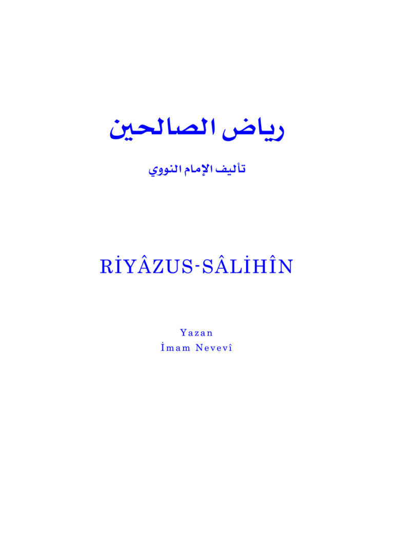 Nevevi Riyazu's Salihin Kitap Kapağı