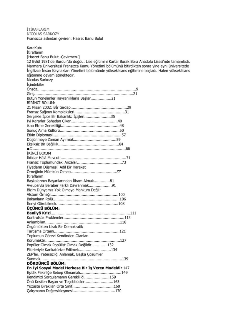 İtiraflarım PDF - Nicolas Sarkozy 13 Nicolas Sarkozy Itiraflarim Kitap Kapağı