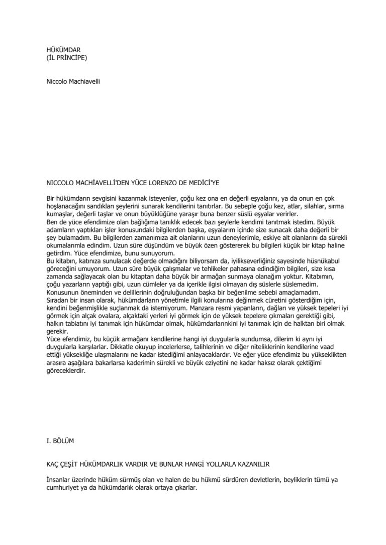 Nicollo Machiavelli Hukumdar. Kitap Kapağı