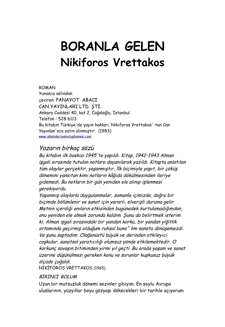 Boranla Gelen PDF – Nikiforos Vrettakos