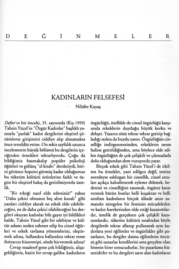 Kadınların Felsefesi (Değinmeler) PDF – Nilüfer Kuyaş