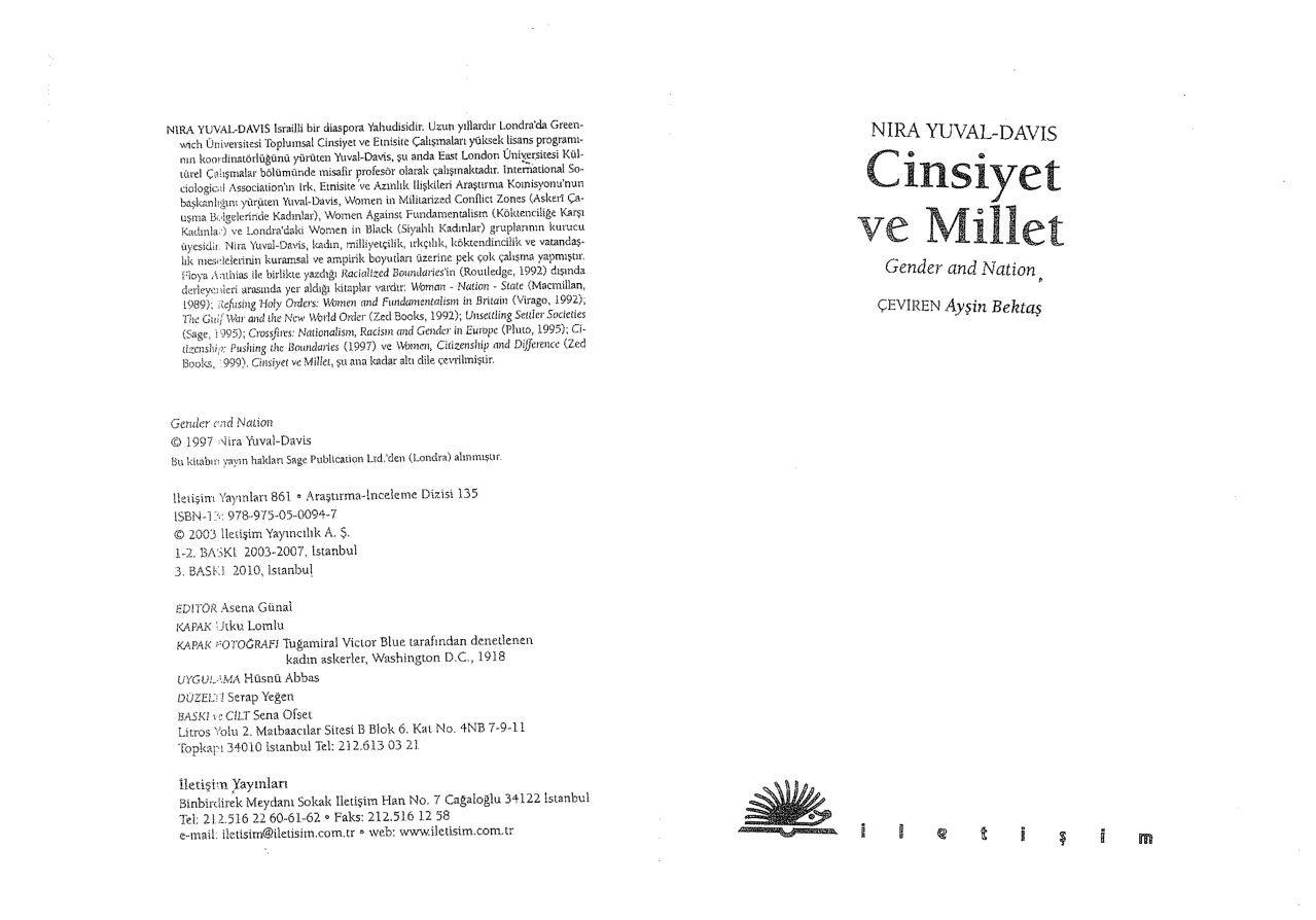 Cinsiyet ve Millet PDF – Nira Yuval-Davis