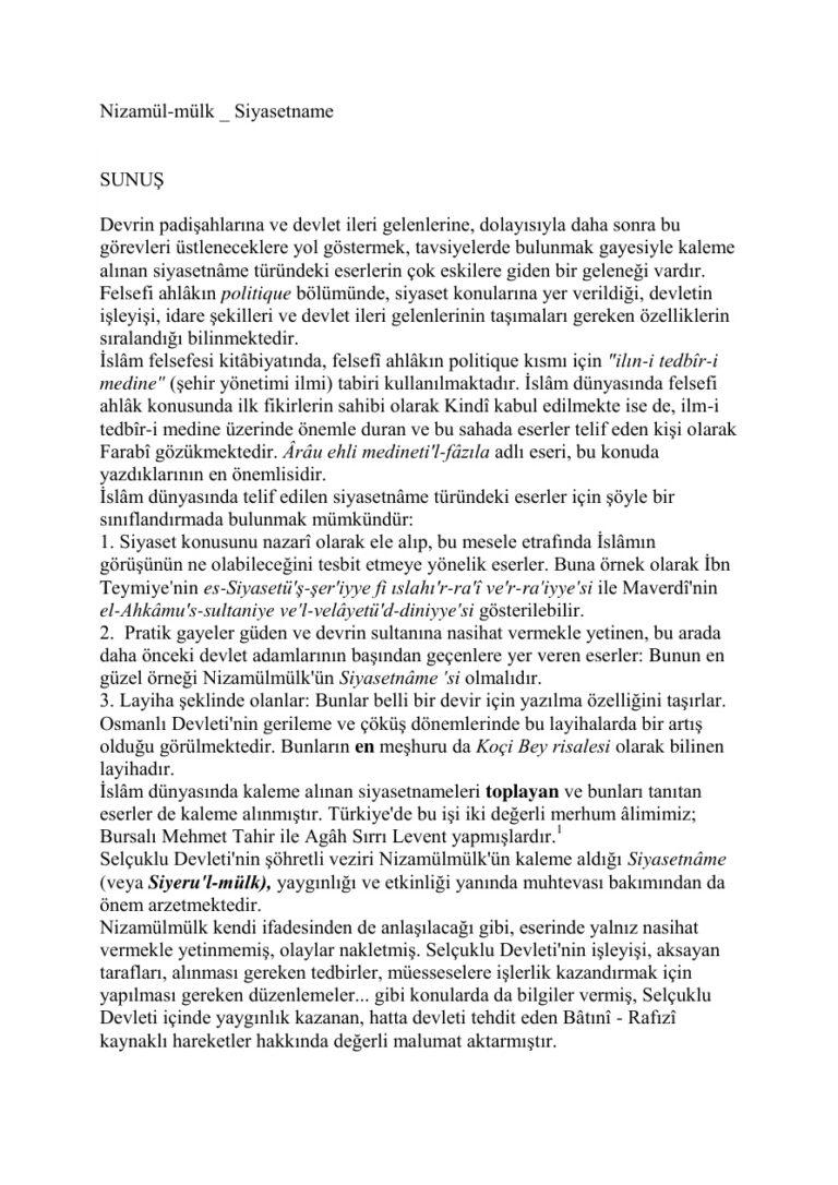 Nizam ül Mülk Siyasetname Kitap Kapağı