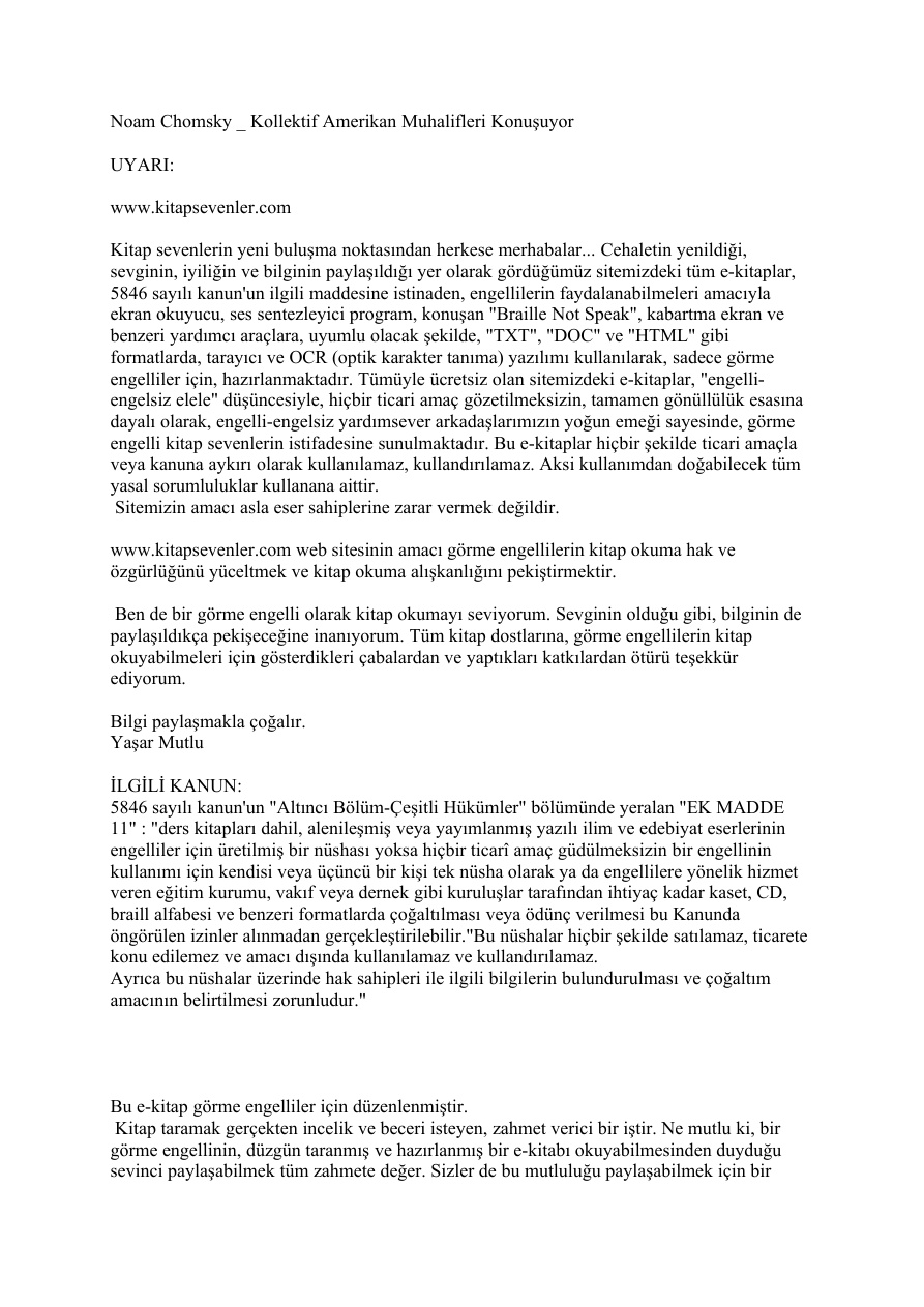 Amerikan Muhalifleri Konuşuyor PDF – Noam Chomsky & Kolektif