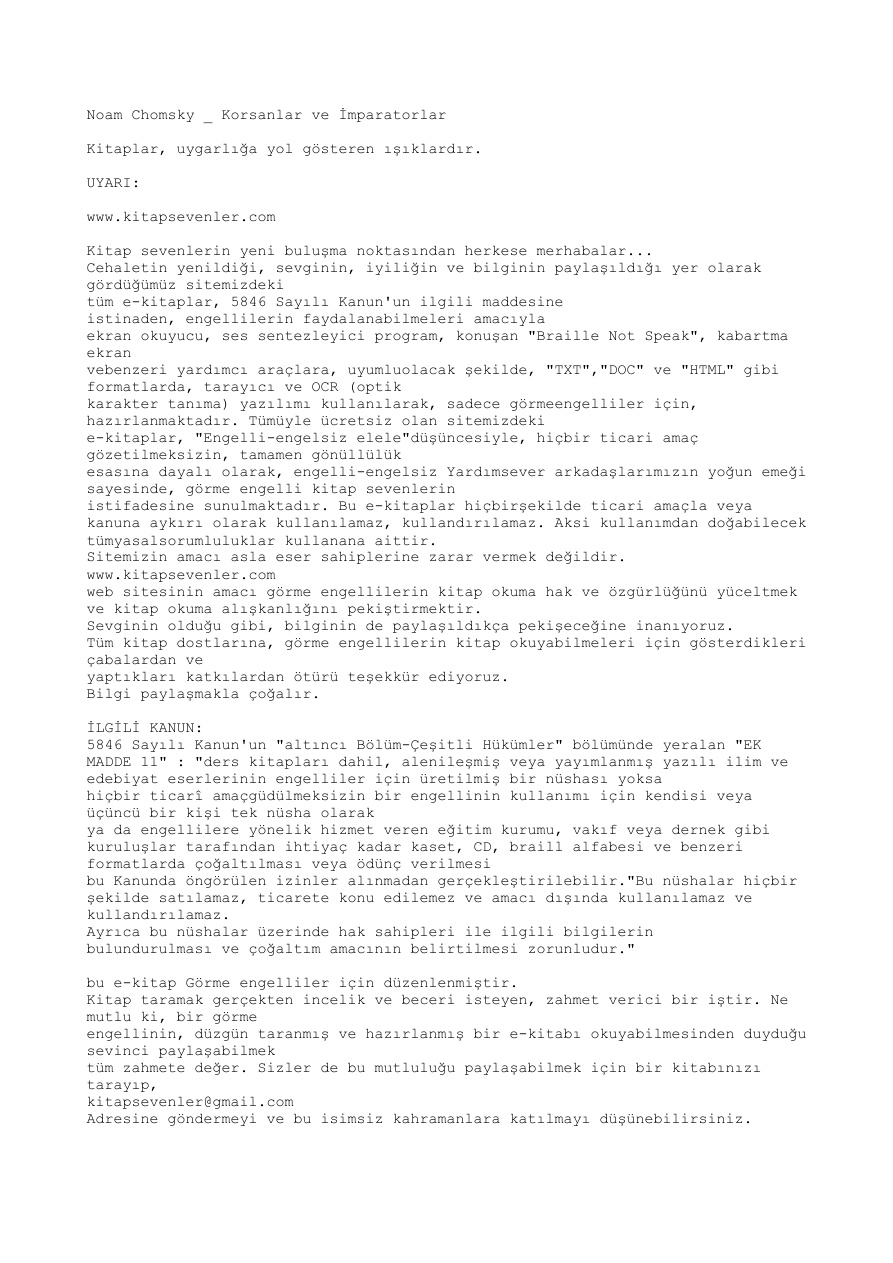 Korsanlar ve İmparatorlar PDF – Noam Chomsky