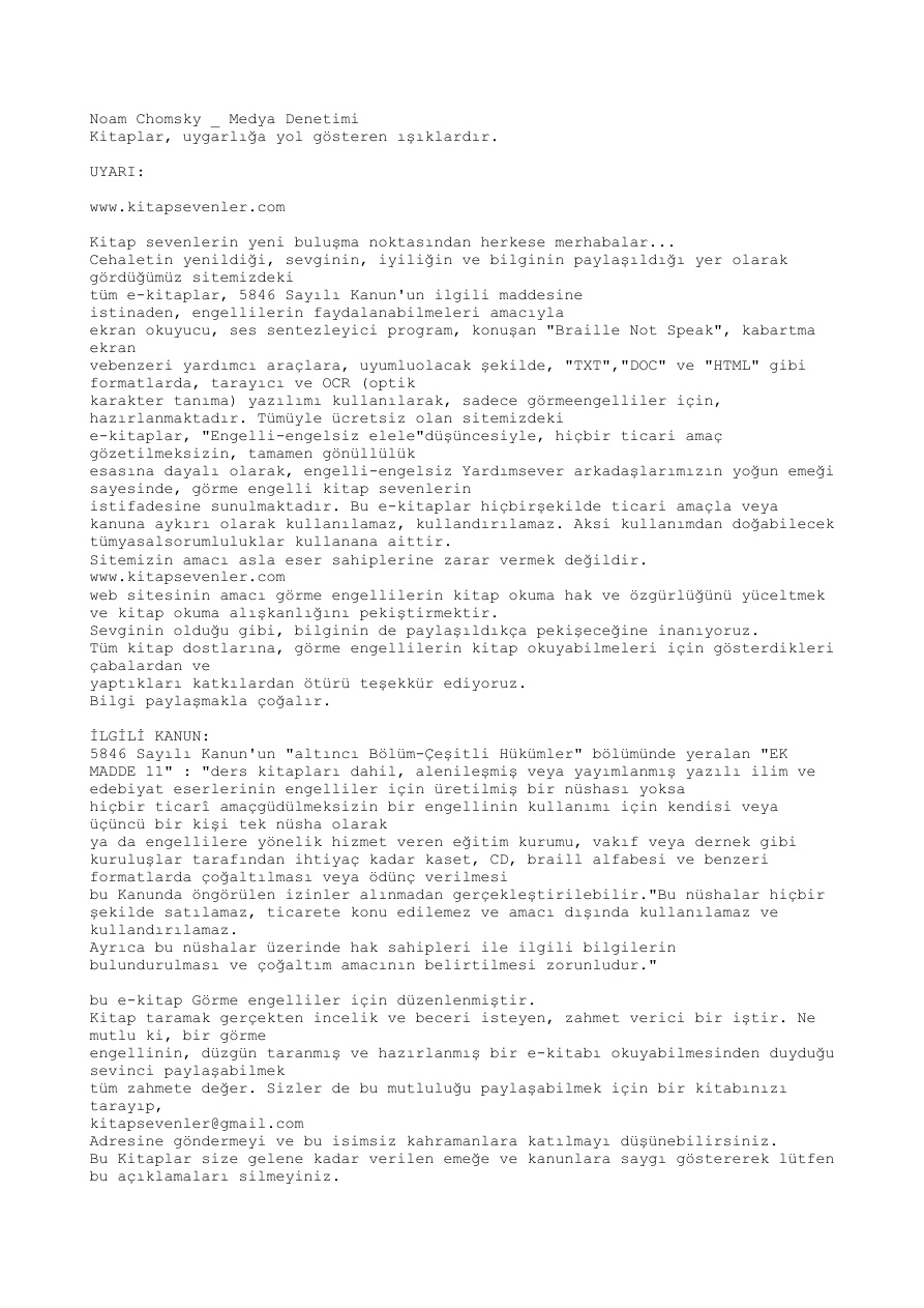 Medya Denetimi PDF – Noam Chomsky