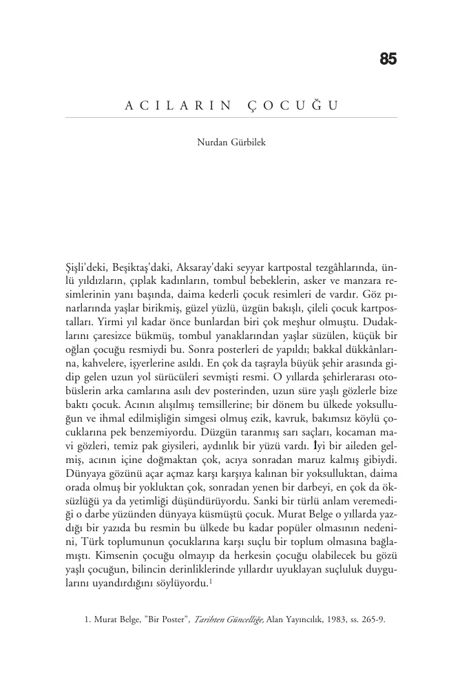Acıların Çocuğu PDF – Nurdan Gürbilek