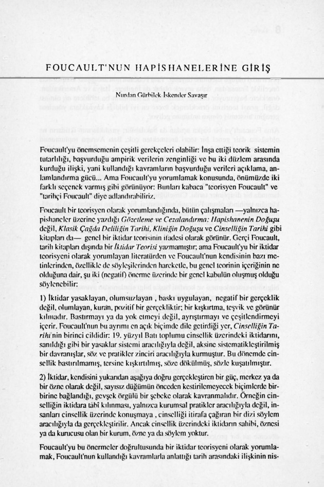 Foucault’nun Hapishanelerine Giriş PDF – Nurdan Gürbilek & İskender Savaşır