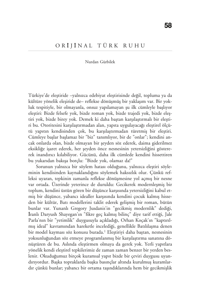 Orijinal Türk Ruhu PDF – Nurdan Gürbilek