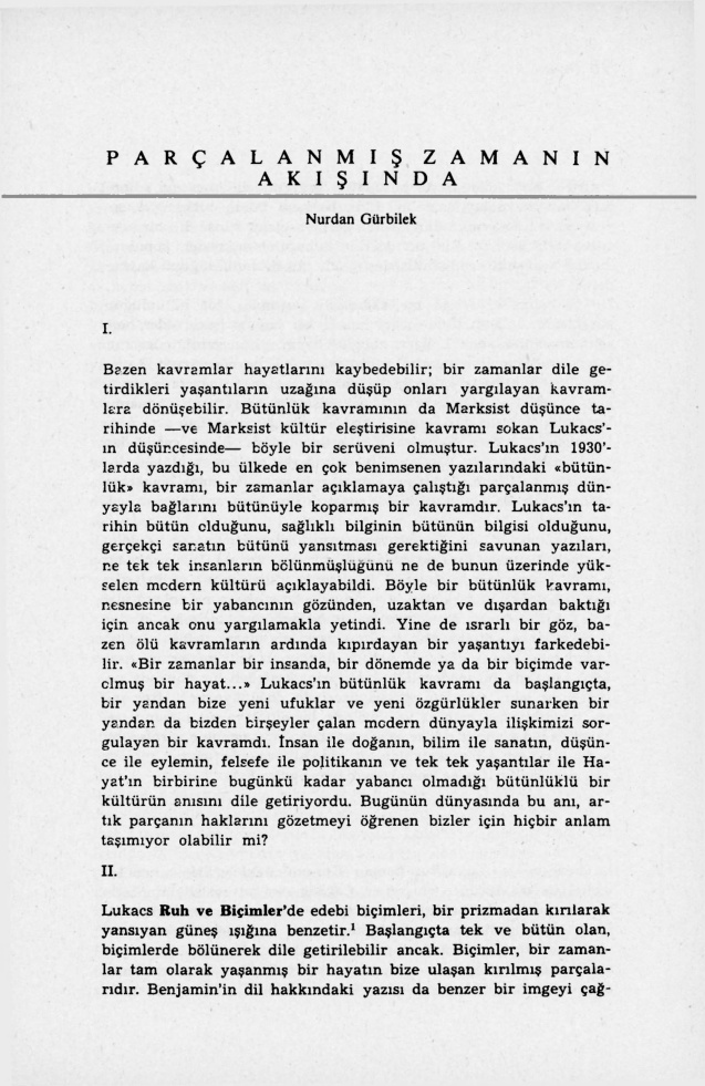 Parçalanmış Zamanın Akışında PDF – Nurdan Gürbilek