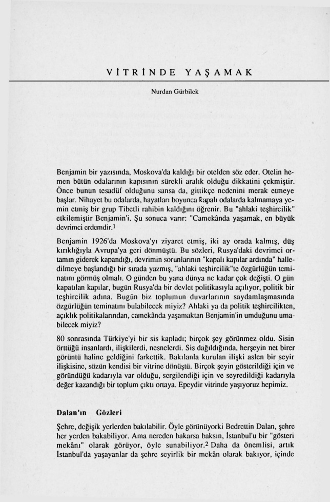 Vitrinde Yaşamak PDF – Nurdan Gürbilek