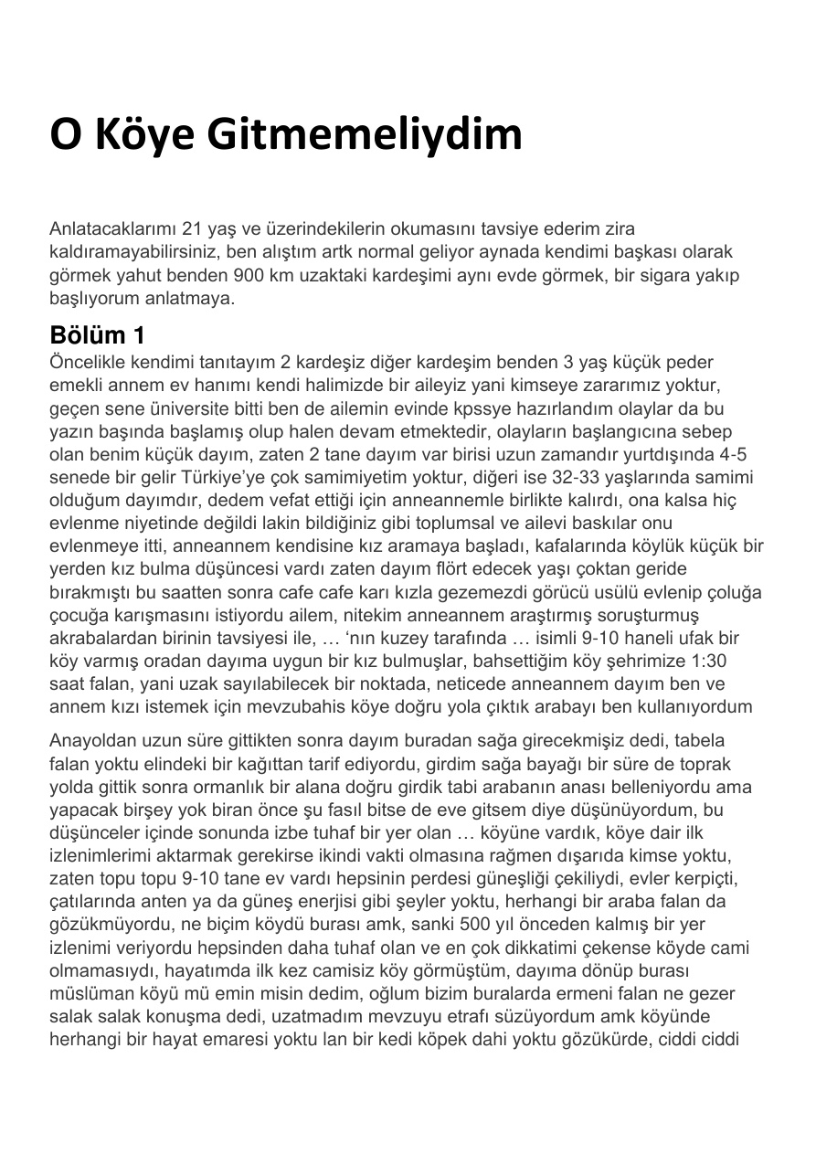 O Köye Gitmemeliydim PDF – Anonim