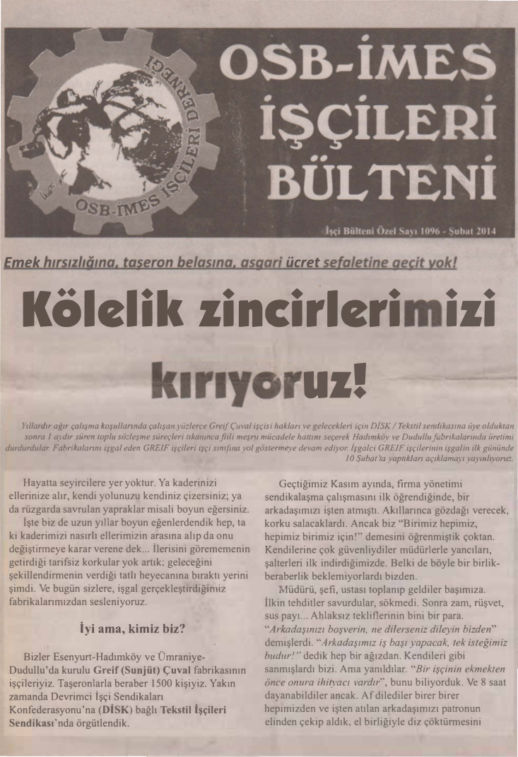 OSB-İmes İşçileri Bülteni Özel Sayı 1096 PDF – Kolektif