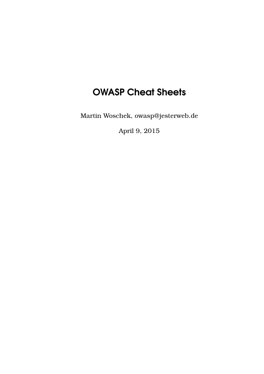 OWASP Cheatsheets Book PDF – OWASP Foundation