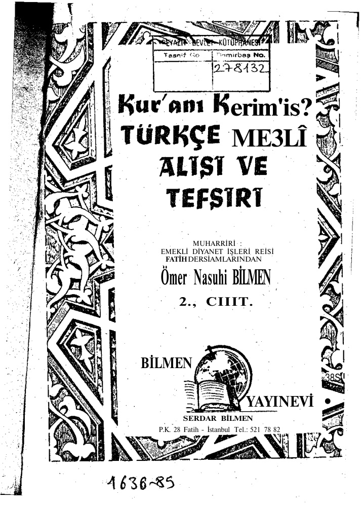 Kuranin Meal Alisi ve Tefsiri Cilt 2 PDF – Ömer Nasuhi Bilmen