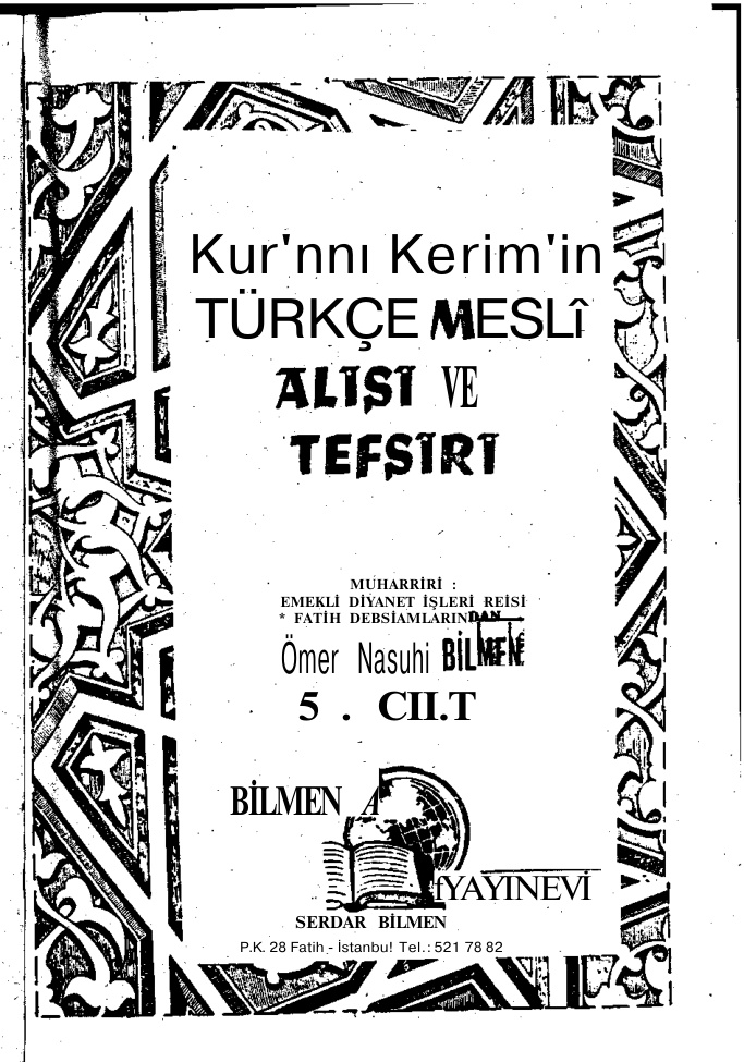 Kuranin Meal Alisi ve Tefsiri Cilt 5 PDF – Ömer Nasuhi Bilmen