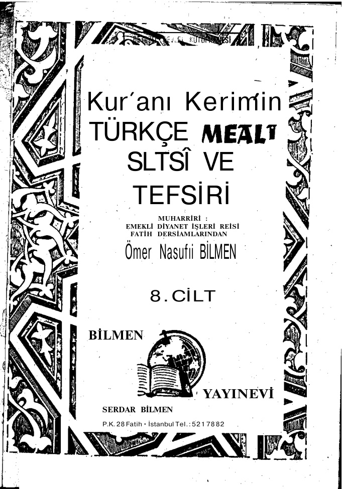 Kuranin Meal Alisi ve Tefsiri Cilt 8 PDF – Ömer Nasuhi Bilmen