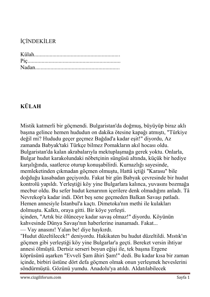 Kulah PDF – Ömer Seyfettin