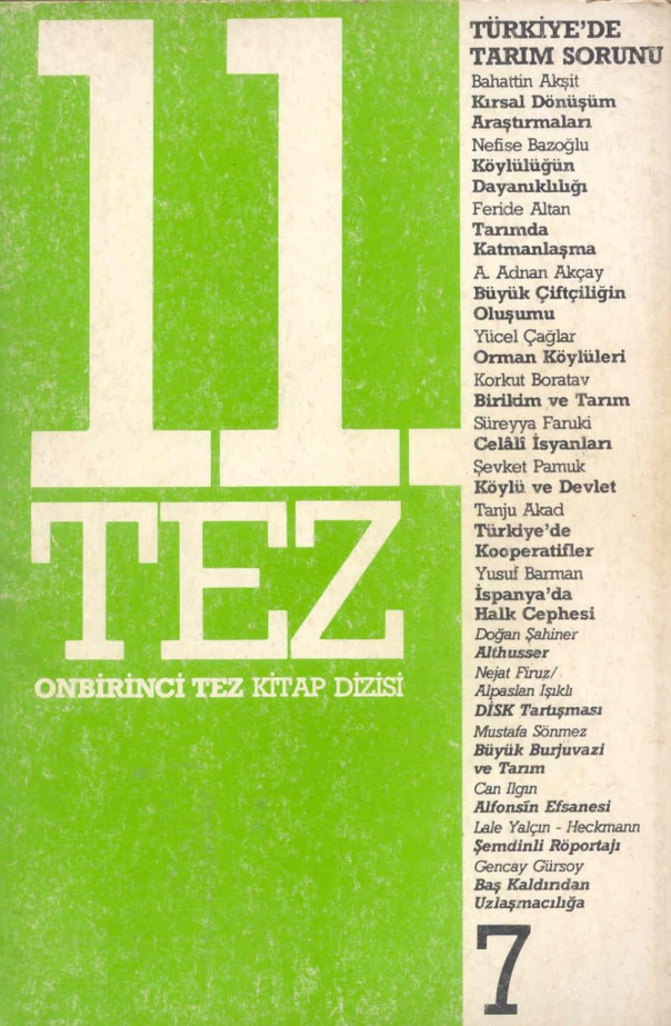 Onbirinci Tez Sayı 07 Türkiye’de Tarım Sorunu PDF – Kolektif / Onbirinci Tez