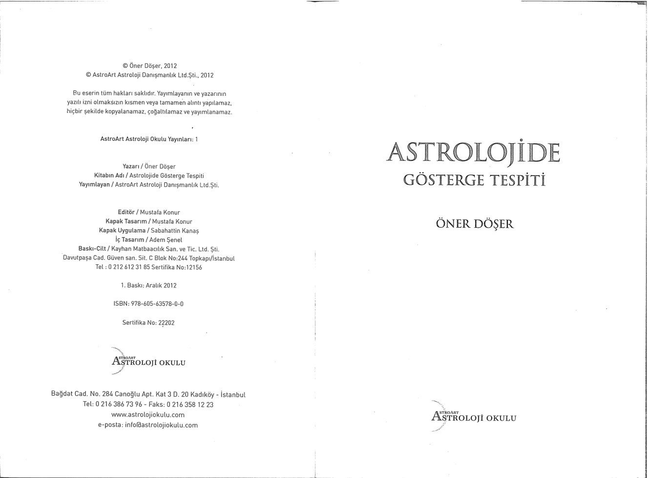 Astrolojide Gösterge Tespiti PDF – Öner Döşer