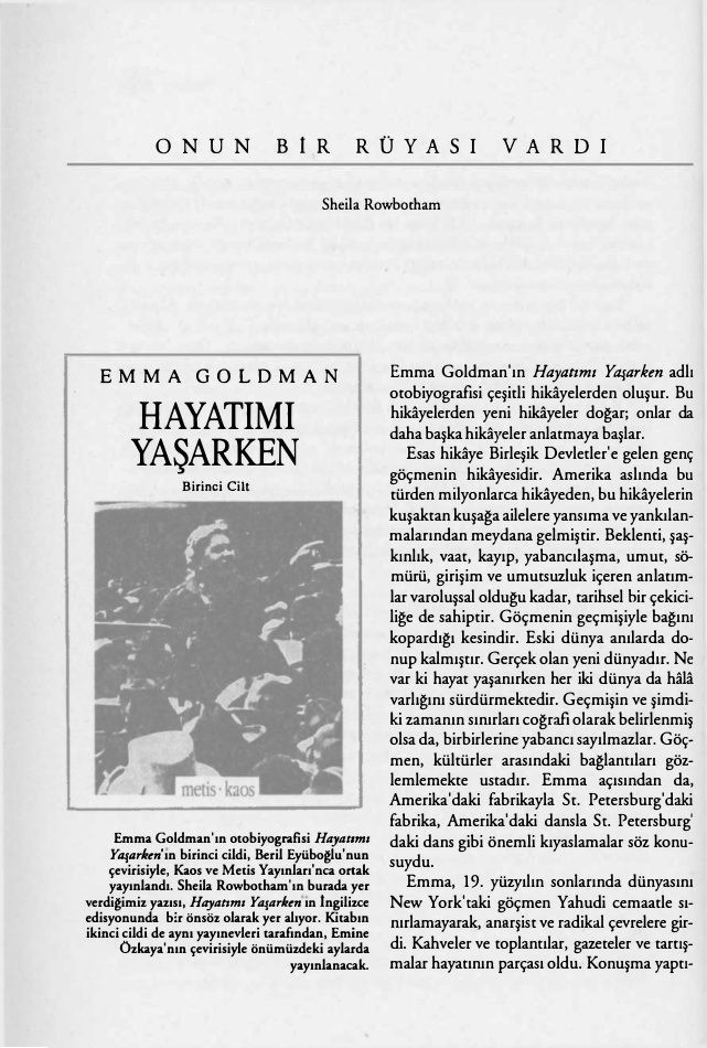 Onun Bir Rüyasi Vardi PDF – Sheila Rowbotham