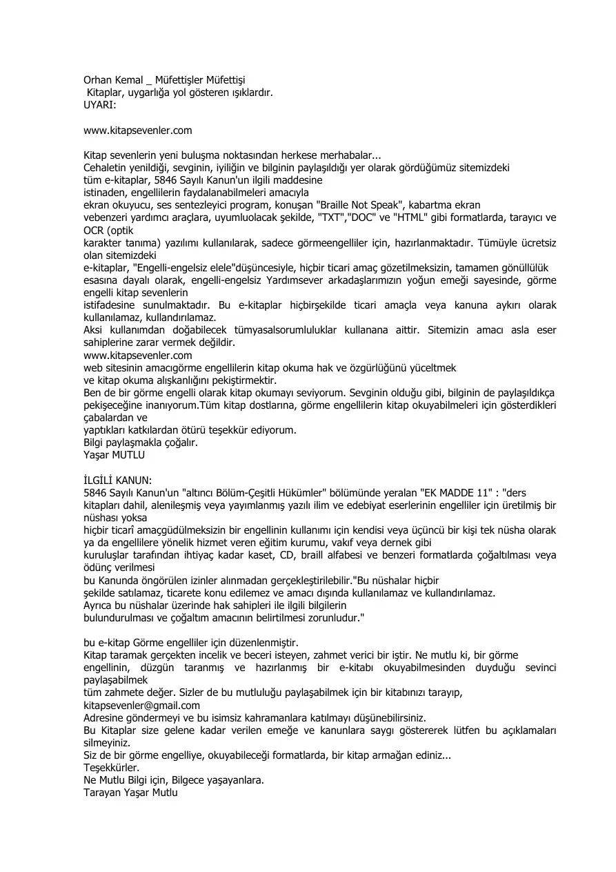 Müfettişler Müfettişi PDF – Orhan Kemal